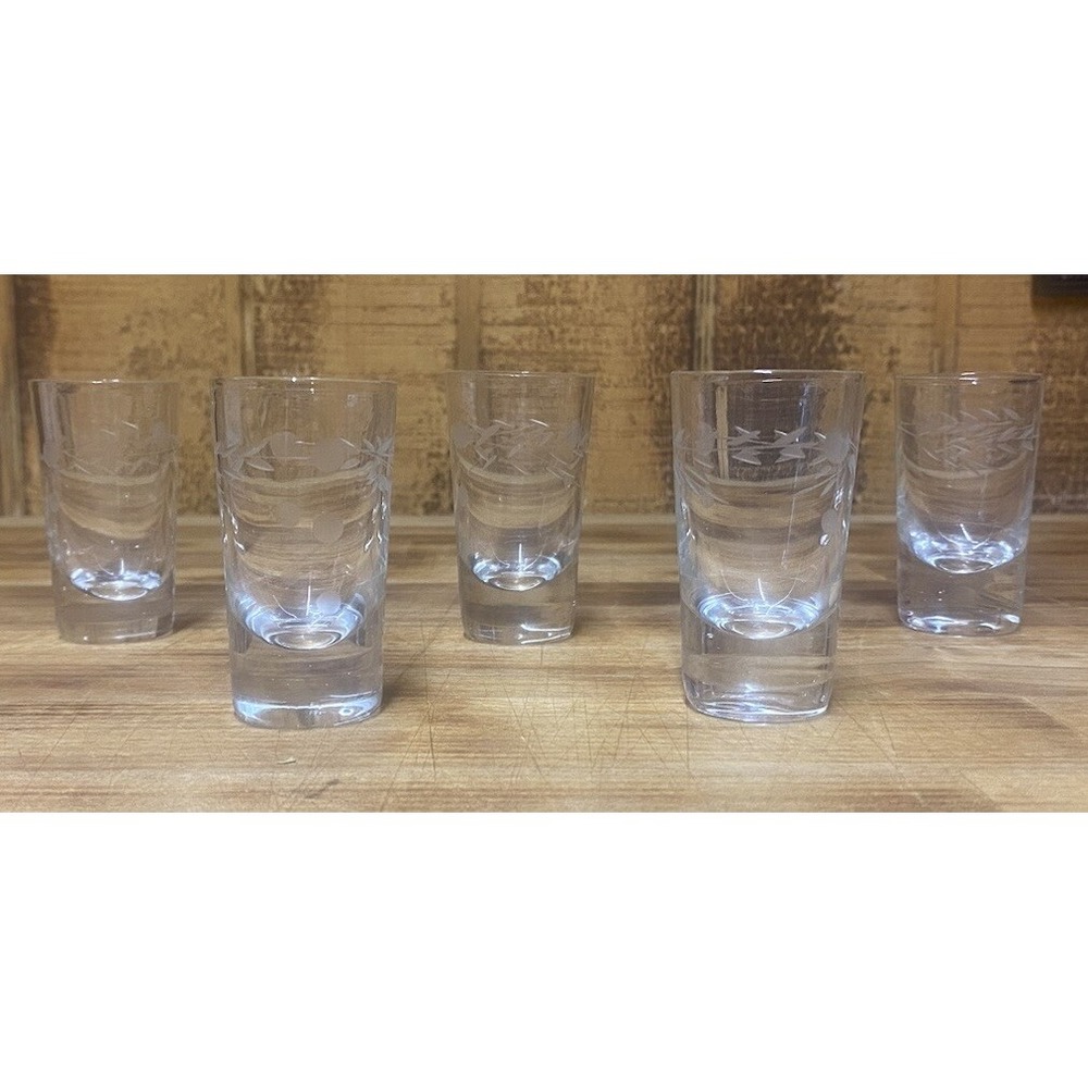 Pioneer Willow Moon Shot Glass‎ Set of 5 @ 2 1/2" Made in Occupied Japan